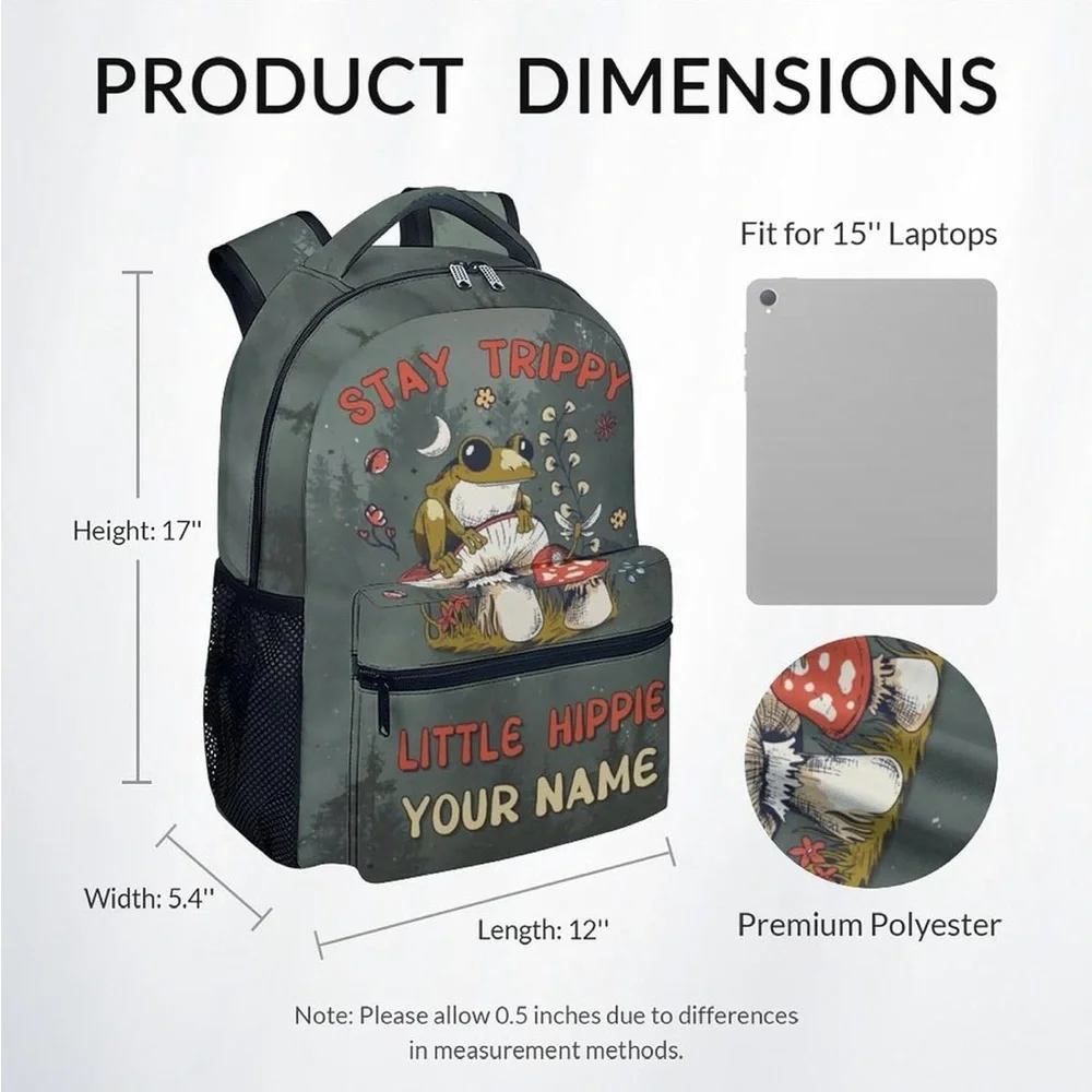 New Stay Trippy Little Hippie Backpack with frog and mushrooms 🐸🍄 - Picture 5 of 7